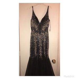 Black and silver studded prom dress jovanni style